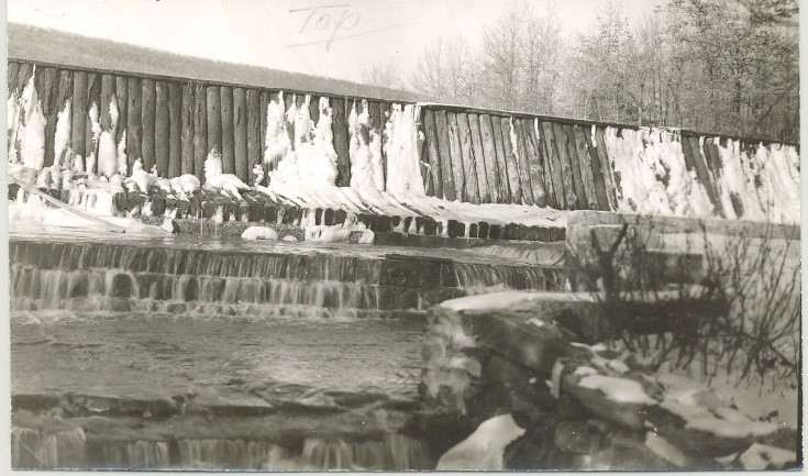 photo of the original log cribbed dam constructed by Company 361 C