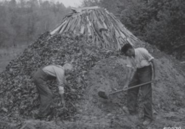 Colliers building a meiler From the National Archives 419979